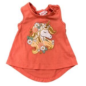 Little Lass Unicorn Tank Top Tangerine, 12M